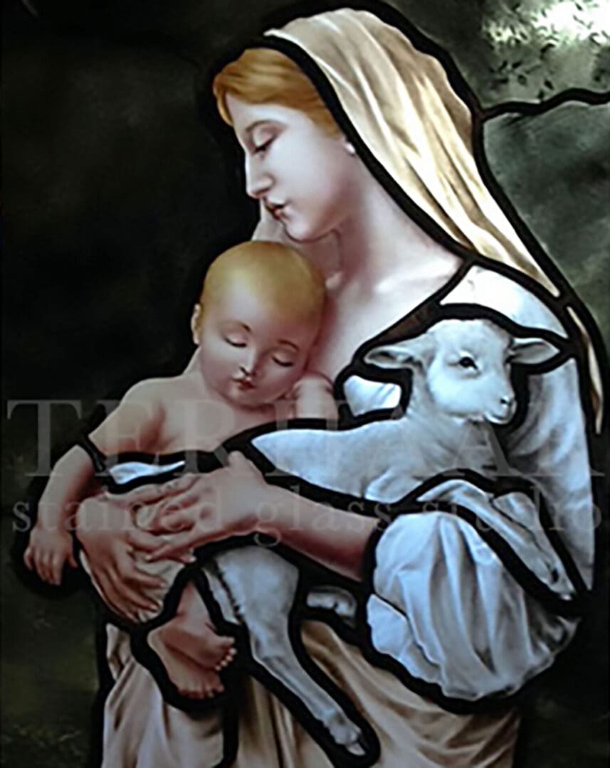 stained-glass-art_madonna-child-and-lamb_stained-glass-window_house-of-worship_terhaarglass.com