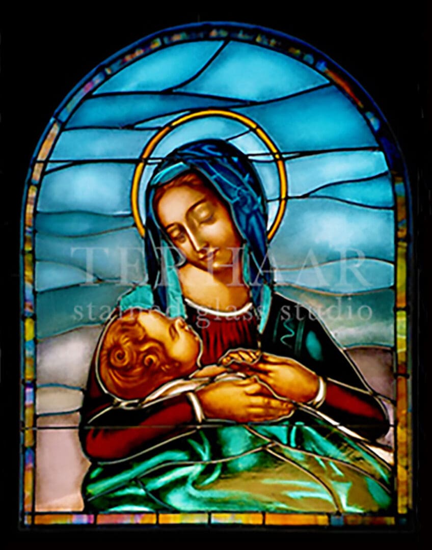 stained-glass-art_madonna-and-child_stained-glass-window_house-of-worhip_terhaarglass.com