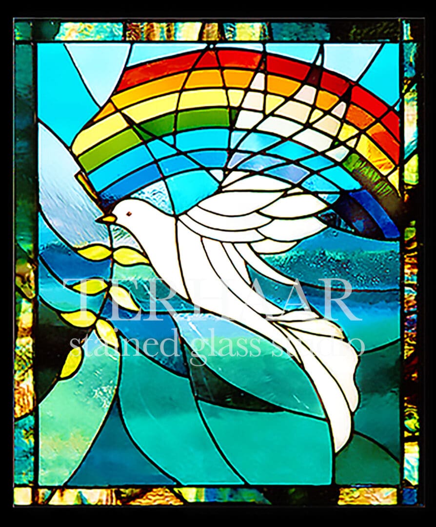 stained-glass-art_gods-dove-of-promise_stained-glass-window_house-of-worship_terhaarglass.com