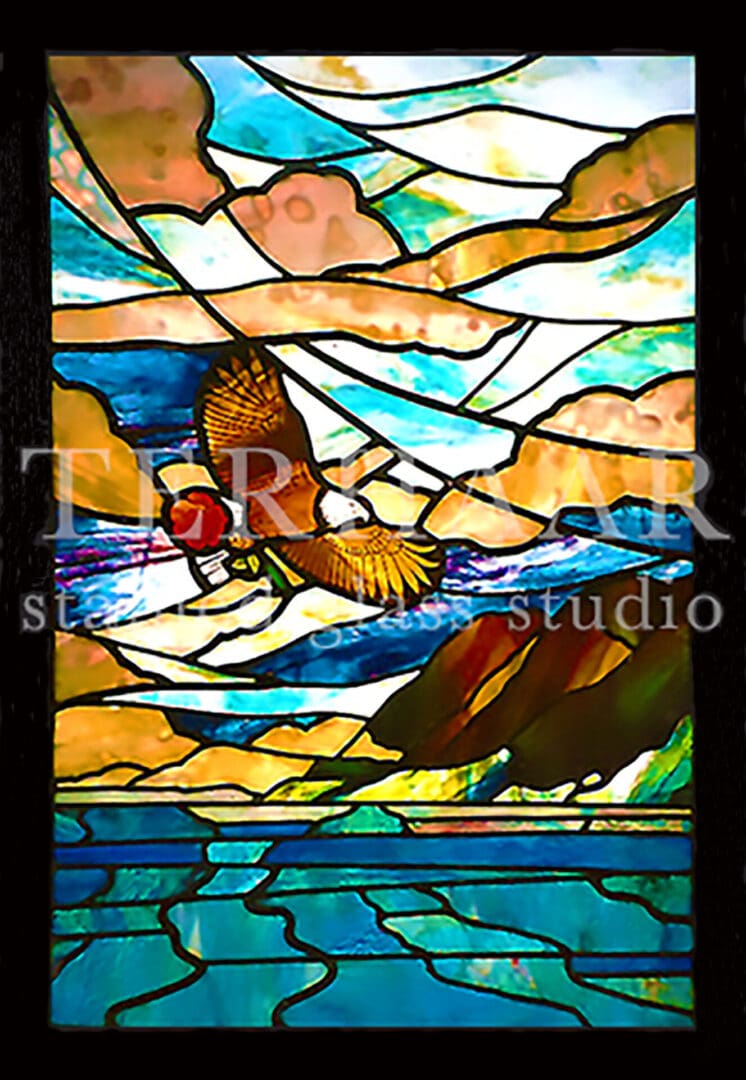 stained-glass-art_eagle-with-rose_stained-glass-window_commercial_terhaarglass.com