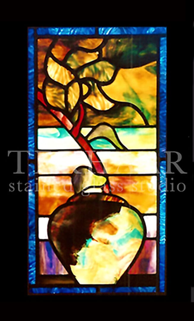 staned-glass-art_fig-tree-in-vase_stained-glass-window_house-of-worship_terhaarglass.com