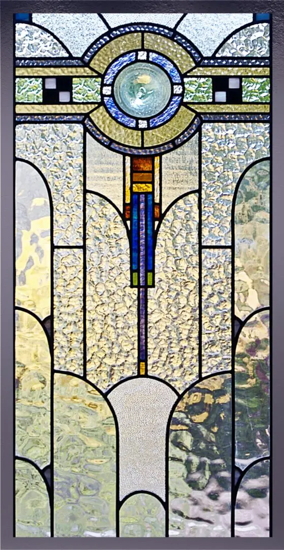 Art deco stained glass window on the display