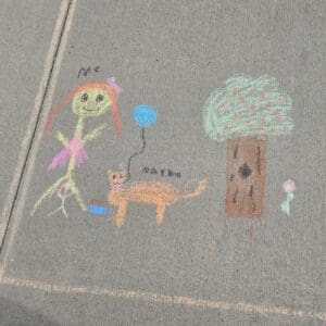 A Drawing With Chalk by a Child on the Pavement