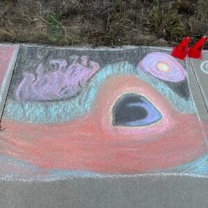 A Drawing by a Child With Chalk in Soft and dark Color