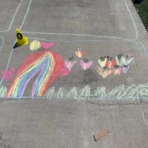 Drawing of Butterflies in Chalk of a Child